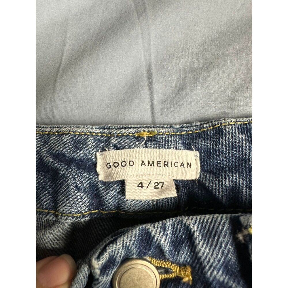 NWT Good American Good Boy High Rise Curvy Straight  Jeans Slit Hem Blue Sz 4/27 - Picture 5 of 8
